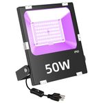 LED 50W UV Black Lights, Indoor and Outdoor IP65 Waterproof Flood Light with Plug and Switch, Black Lights for Glow Party, DJ Stage, Body Paint, Aquarium, Glow in The Dark, Neon Glow(2Pack)