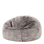 icon Kenai Faux Fur Bean Bag Chair, Arctic Wolf Grey, Luxury Fluffy Bean Bags Adult, Large Bean Bags with Filling Included, Living Room Bean Bags