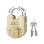 Harrison Padlocks/Round Padlock 65mm 10 Lever with 2 Keys CHURIDAR-0269 Pack of 1/ Brass Material/Brass Lacquer Finish/Door Lock, Shutter Lock, Godown Lock, gate Lock