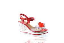 IVACHY Womens Wedge Ladies Floral Sandal Crystal Flowers Platform Transparent Clear Shoes Size UK Red