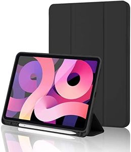 Custodia Cover Compatibile con iPad 10 Generazione 2022 iPad 10,9" con portapenne, Cover Tablet Sottile con Retro in Morbido TPU con Auto Svegliati/Sonno, Nero