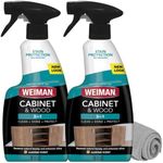 Weiman Cabinet and Wood Cleaner, Shine, Clean and Protect Spray - For Wood Cabinets, Furniture, Tables, Baseboards, Trim and more, 16 oz, 2 PACK with MicroFiber Towel