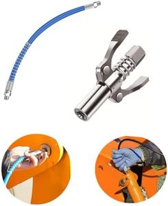 Grease Gun Coupler,Heavy-Duty Quick Lock and Release Grease Coupler, Double Handle Quick Lock Release Grease Tips Ends Couplers,With 40 cm Spring Hose