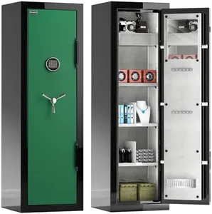 Fireproof Safe with Digital Lock – Heavy-Duty 8.12 cu.ft Large Safe Box for Home, Office & Business | Secure, Durable & Stylish Design | Waterproof & Burglar-Proof (BEE5517-BLACK-GREEN)