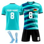 Custom Soccer Shirts Kits Mens Girls with Name Number Team Logo Personalised 2024 Football Jersey for Boys Womens Light Blue