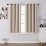 CUCRAF Blackout Curtains for Bedroom Beige Curtains 54 Inch Drop 2 Panels, Thermal Curtains for Living Room, Eyelet Black Out Curtains as Soundproof Room Dividers W46 x L54