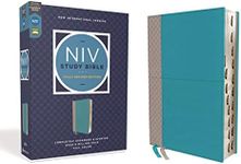NIV Study Bible, Fully Revised Edition (Study Deeply. Believe Wholeheartedly.), Leathersoft, Teal/Gray, Red Letter, Thumb Indexed, Comfort Print