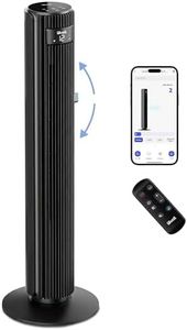 Levoit 25dB Smart Silent Tower Fan 42", 7.9m/s Powerful Cooling Fan for Bedroom with DC Motor, 90°Oscillating and 60°Up and Down, Voice Control 4 Modes 12 Speeds 12H Timer, Black Wifi
