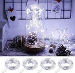 ANJAYLIA 4 Pack Fairy Lights, 10ft 30 LED String Lights Battery Operated Waterproof Cool White Moon Lights on Silver Wire Firefly Lights for DIY, Home Decor, Party