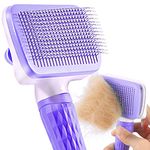 ACE2ACE Dog Brush, Cat Brush, Pet Brush for Long and Short Hair, Pet Grooming Brush, Self-cleaning Slicker Brush Clean Pet Hair from Brush with One Button, Purple