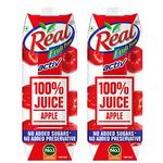 DABUR Real Activ 100% Apple Juice with No Added Sugar or Preservatives -1L (Pack of 2)