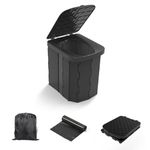 Portable Camping Toilet for Adults - Hapoon XL Portable Folding Toilet with Lid,Travel Portable Potty for Adults,Porta Potty Car Toilet,12 Toilet bags, 12 pack Liquid Waste Gel,Black