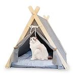 Cat Bed for Indoor Cats, Foldable Washable Indoor Dog Bed, Portable Dog House,Cute Cat House,Cat Hut with Removable Washable Cushioned Pillow（Grey）