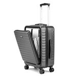 THE ASSEMBLY Cabin 4 Wheels Luggage Polycarbonate 55 Cms - Premium Hardsided Spinner Suitcase Trolley For Flight Travel 40L -Grey-Stark