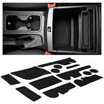 CupHolderHero for Ford Ranger Accessories 2019-2022 Interior Non-Slip Anti Dust Cup Holder Inserts, Center Console Liner Mats, Door Pocket Liners 13-pc Set (SuperCrew – 5 Passenger) (Solid Black)