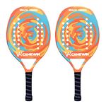 Beach Tennis Racket,Carbon Fiber Grit Face with EVA Memory Foam Core Beach Tennis Racket with Cover Bag (Orange-2PCS)