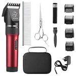 Sminiker Low Noise Cat and Dog Clippers Rechargeable Cordless Pet Clippers Grooming Kit with Storage Bag 5 Speed Professional Animal Clippers Pet Grooming Kit