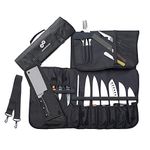 EVERPRIDE Chef Knife Roll Bag Holds 10 Knives – Contains 2 Large Zippered Pockets for Meat Cleavers and Cooking Tools – Durable Knife Case for Chefs and Culinary Students – Knives Not Included