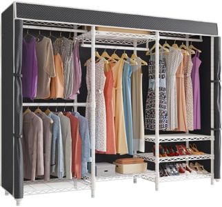 VIPEK V5C Bedroom Armoires Portable Closet Clothing Rack, White Metal with Black Cover, Adjustable Custom Freestanding Wardrobe Heavy Duty Covered, Max Load 890LBS