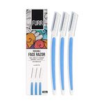 FURR Reusable Face Razor For Women Facial Hair With German Blade For Smooth & Instant Hair Removal | For Eyebrows, Upper Lip, Forehead, Chin and Sideburns | Comes With Protective Sleeve | Pack of 3