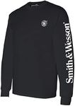 Smith and Wesson Mens T-Shirt, Long Sleeve with Arm Logo, Officially Licensed S&W Clothing, Black, Medium