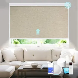 COOLWINDS Motorized Blinds with Remote Cordless Automatic Motorized Shades Custom Blinds for Windows Smart Curtains Compatible with Alexa Google Home(Blackout Sweet Latte,Custom Size)