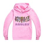 CKCKTZ Ro-blox Hoodies for Girls Boys Fashion Sweatshirt Kid Long Sleeve Pullover Tracksuit Novelty Cute (Pink, 7_years)