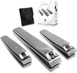 Nail PRO 3-Piece Clipper Set with Case - 3 Stainless Steel Nail Clippers Including Fingernail & Toenail Nail Cutters for Groomed Nails - Manicure & Pedicure Kit for Men & Women