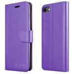 iCatchy For iPhone SE 2022 Case SE 2020 Case, iPhone 8 Case iPhone 7 Case Leather Wallet Book Flip Folio Stand View Case Compatible with iPhone se 2022/2020 Phone Case Cover (Lilac)