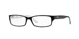 Ray-Ban RX5114 Rectangular Prescription Eyeglass Frames, Black On White/Demo Lens, 52 mm