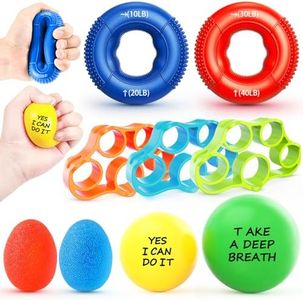 FitBeast Grip Strength Trainer Kit, 9-Piece Hand Strengthening Devices with 3 Finger Exerciser, 2 Dual-Force Forearm Strengthener, Finger Stretchers & Stress Balls for Rehab & Recovery