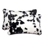 Luxe Fur Throw Pillows for Couch and Bed | Lush Double-Sided Faux Fur Pillow Set of 2 | Belton Sugarland Black & White Accent Pillows with Insert, 12 in x 20 in