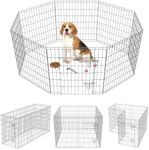 ZephyPaws Dog Playpen – Foldable Metal Dog Exercise Pen Puppy Playpen with 8 Panels 36 inch Indoor Outdoor Dog Fence with Door for Dogs or Small/Medium Animals