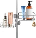 Sink Caddy, Shower Caddy Stainless Steel Bathroom Accessories Organiser, Include Shower Soap Holder and Shampoo Storage Rack, Kitchen Sink Tidy Organiser for 16-23mm Shower Rail