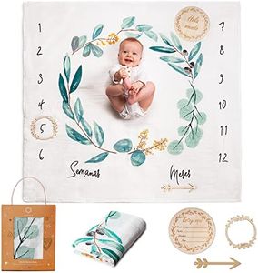ODOXIA Manta Personalizada Meses En Español | Muselinas Algodón | Bebé Unisex | Tema de Hojas | Regalo De Nacimiento Nuevas Mamas.