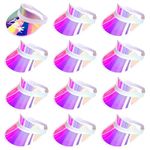 12 Pack Sun Visor Hats Women UV Protection Clear Outdoor Beach Sports Golf Sunhat Party Cap, Bride Iridescent Pink-12pcs, 6 3/4-7 1/4