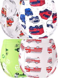 BliBliTaTa Boys Training Underwear Pants 4-Pack Toilet Potty Underpants Cotton Absorbent Padded Reusable Leak Resistant Feel Wet For Toddler Baby 7 Fire Engine Van