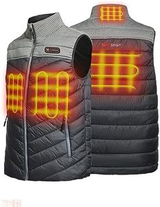 PROSmart Heated Gilet for Men Lightweight Heated Vest with Rechargeable Battery (Gray+Dark Blue, XL)