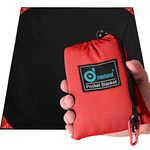 Odoland Beach Blanket, Sand Proof Waterproof Picnic Blanket, Packable Portable Lightweight Outdoor Beach Mat with Pocket Size Bag for Travel, Picnic,Camping and Vacation 160 * 180cm, Red