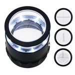 10x Jewelers Loupe Scale Illuminated Magnifying Glass, Portable Pocket Reading Magnifier with 25mm with LED Focused Eye Loupe Magnifier for Gems,Coins (4 Scale Glass)