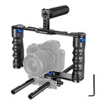 NEEWER Aluminum Alloy Filmmaking Camera Video Cage Rig with Top Handle, 2 Grips, Standard Arca Type Base, Compatible with Sony Alpha 7S III A7IV A6600 Canon EOS R5C R5 R6 DSLR Mirrorless Camera, VS107