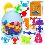 Flnlano Suction Toys, 30 Pcs Kids Bath Toys for 3-10 Year Old, Travel Toys for Toddlers Ages 3+ Sensory Toys Birthday Gifts for Boys Girls, Fidget Toys for Kids Bathtub Toys Animal Bath Toys