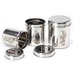 Sumeet Designer Stainless Steel Vertical Canisters/Ubha Dabba/Storage Containers Set of 3Pc (400ml,500ml,750ml), Silver