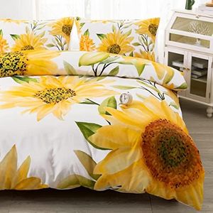 CVHOUSE Sunflower Bedding Full Size,Garden Floral Sunflower Bedding Set for Girls Kids Teens,Aesthetic Farmhouse Sunflower Comforter Set Cover Soft,1 Duvet Cover 2 Pillowcases 3 Piece,Girls Room Decor