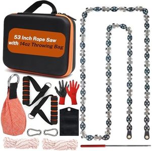 ZSGrowth 53 Inch High Limb Rope Saw with 68 Sharp Teeth Blades on Both Sides, Hand Rope Chain Saw Kit Includes Ergonomic Handles, 14oz Throwing Bag and Storage Case