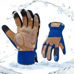 Vgo... Winter Gardening Gloves Men,Safety Work Gloves, 0℃/32°F,Puncture-proof,Thornproof,Touchscreen(1 Pair,M,Blue,SL7475FLWP)