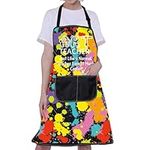 CMNIM Art Teacher Apron with Pockets Art Teacher Gifts Art Teacher Painting Apron Gardening Aprons Gifts for Artist Teacher, Art Teacher Apron Colorful, Medium