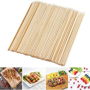 Fu Store Bamboo Skewers, 8 Inch Bamboo Sticks Shish Kabob Skewers,Grill, Appetizer, Fruit, Corn, Chocolate Fountain, Cocktail, Art, Set of 100 Pack,with Free 10 Pairs of Gloves