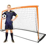 RUNBOW 9x5 ft Portable Kids Soccer Goal for Backyard Adult Junior Large Practice Soccer Net with Carry Bag (9x5ft, Orange, 1 Pack)