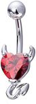 YHMM Devil Heart Belly Button Rings 14G Surgical Steel Navel Barbells Stud for Body Piercing, Stainless Steel, cubic zirconia